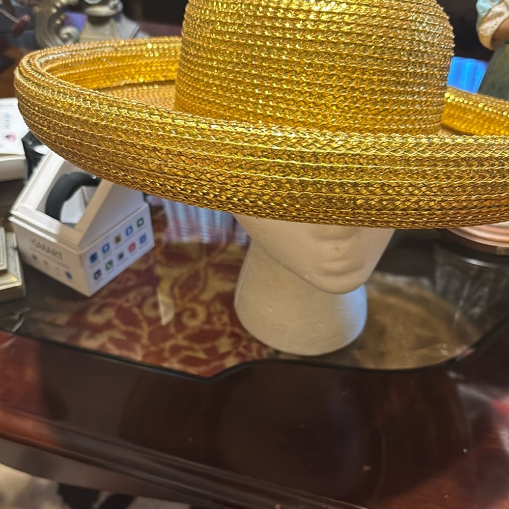 Stylish Gold Wide-Brim Hat